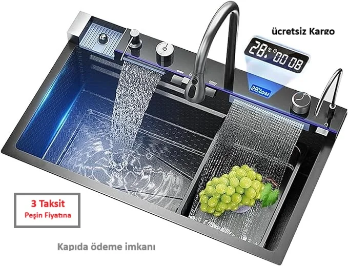 TEKNOLOJİK AKILLI YENİ NESİL ŞELALE MUTFAK EVYE SETİ (Kapıda Ödeme ile Satın alınabilir. )