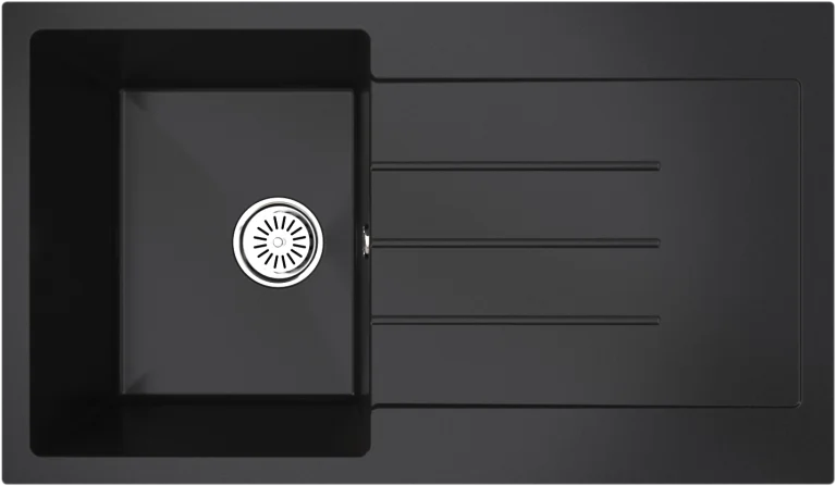 PİETRA SİYAH TEK GÖZLÜ DAMLALIKLI GRANİT MUTFAK EViYESİ 